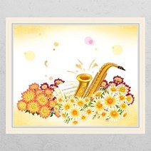 아트박스/꾸밈 cj840-꽃밭의색소폰_창문그림액자, D타입-엘레강스실버