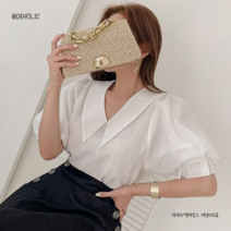 반소매 레이첼 블라우스