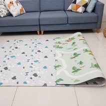 아가방매트 PVC거실매트 아기놀이 롤 시공 층간소음방지, 야옹이/체크핑크  250-140