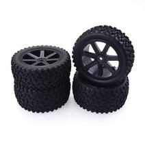 rc vrx 1/10 RC 자동차 고무 타이어 플라스틱 바퀴 4 개 레드캣 HSP HPI 하비킹 트랙사스 로시 VRX LRP ZD, 01 Black
