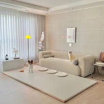 쁘띠메종 한판매트 솔리드 280X140X4cm, 양면 크림