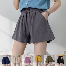 HN 여성 린넨 밴딩 3부 마 반바지 루즈핏 면 시원한 여름 여자 집에서 입는 반바지