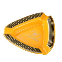 시가 재떨이 창의 삼각형 도자기 시가 항아리 휴대용 삼연통 재떨이 선물세트 GA-105, 노란색[코히바 로고]