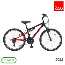 삼천리 2022 레스포 태풍DX 21단 24인치 MTB 주니어 자전거 - 100% 완조립 /사은품 증정/무료배송, 블랙(레드)  완조립