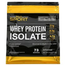 California Gold Nutrition 캘리포니아골드뉴트리션 100% 웨이 프로틴 아이솔레이트 언플레보 2.27kg, 1개