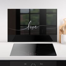 명신산업 주방아트보드 러브-블랙 / 아트글라스 / 탈부착 / 본사 직접판매, 895x600(mm), 탈 부착형(슬라이드 퀵)