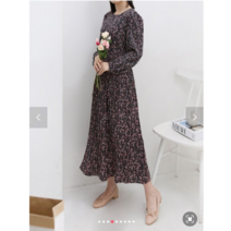 플라워뷔스티에롱원피스[44~99] 핫핑 가을 레이어드 블랙 프릴 빅사이즈