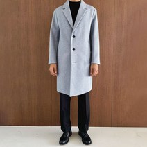 엠엔에프 남성용 겨울 울 프리미엄 코트 베이직 롱 하프 아우터 데일리 싱글 코트