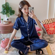 여자 실크 새틴 잠옷 세트 긴 소매 Pijama 정장 여성 수면 두 조각 Loungewear 플러스 크기