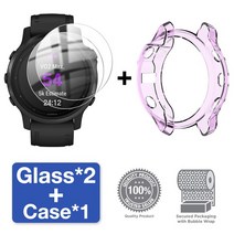 분광계 광도계 적외선 Garmin Fenix 7 7S 7X 6 6S 6X Pro 5 5S 스마트 워치 실리콘 커버 및 강화 유리 용 2-in-1 보호 케이스 + 화면 보호기, Purple