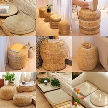 라탄수초 인테리어 방석쿠션 스툴 5종 여름 시원방석, 4-라탄 사각 해초 쿠션방석-아이보리