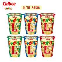 일본 calbee 가루비 쟈가리코 과자 L 6개 세트 쟈가버터 치즈 사라다 맛 L사이즈, 사라맛 68g 2개, 사라맛 68g 2개, 쟈가버터 66g 2개