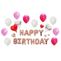 별가랜드 해피버스데이세트 생일축하 이벤트 파티용품 실내장식 풍선장식 글자풍선 은박풍선 프로포즈 감동이벤트 깜짝이벤트 풍선세트 생일파티용품, 세트4)로즈벌룬세트