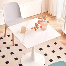 사리넨테이블 놀 사각 사리넨식탁 대리석 식탁, 80x80x72cm, 화이트(밀도 보드 페인트)