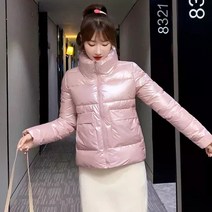 남자 여자 유니 유광 패딩 점퍼 New2022 칼라 여성용 겨울 퍼퍼 자켓 긴 소매 주머니 여성용 슬림 파카 솔리드 글로시 두꺼운 코트 여성용