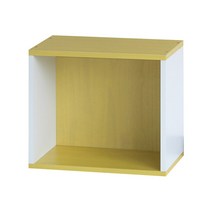 양지가구 공간박스1단 책장 책장 책꽂이 수납장 교구장 정리함 공간박스 양지책장 공간정리 틈새장 3단책장 원목책꽂이 삼나무 조립형 전면책장 칼라박스, 06.공간1단 백색+개나리