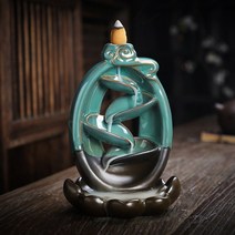 인센스 콘 스틱 스탠드 백플로우 향 세라믹 드래곤 연기 폭포 로 드래곤 홀더 홈 장식, 16-20pcs 향으로