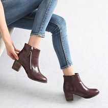 6cm 앵클부츠 미들힐 지퍼 부츠 디커 부츠힐 여자부츠