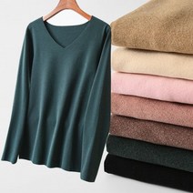 빅걸스토리 여성 916 브이넥 부드러운 후리스 원단 긴팔 티셔츠