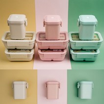친.환경 비건 직장인 예쁜 도시락통_봄상품 - 2023968EA, 핑크_정사각1100ml