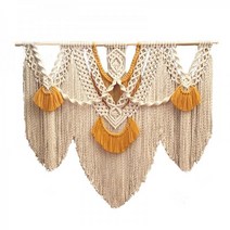 스테인글라스공방 망원동 소품샵 자연물모빌 100824 그물 레드 북유럽 컬러 짠 태피스트리 수제 벽 장식 완료 침대 옆 소파 거실 배경 그림, 05베이지 화이트 140×110 나무, 01재고 완제품