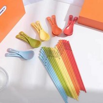 르 쿠르제 레인보우 5색 세라믹 숟가락 10개 +젓가락 10쌍 세트, 젓가락 10쌍