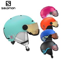 살로몬 2122 GROM VISOR 그롬 바이저 헬멧 고글일체형 초경량 아동용헬멧 스키 보드 ML, BLACK