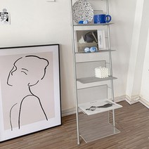 사다리형선반 스탠딩북선반 얇은책장 미드 센추리, 3단