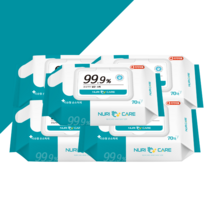 누리케어 무알콜 살균 제균 방역 휴대용 손소독 소독티슈 물티슈 70매x5개