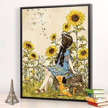 DIY 명화그리기 피포페인팅 진주귀걸이 해바라기 유화 세트 아이러브페인팅 풍경화 취미, 14 + 40x50 기본