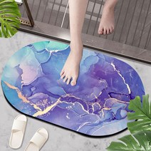 욕실 화장실 속건 연성 흡수 미끄럼 방지 고무 매트, 보라색 돌, (60cm x 90cm)* 2