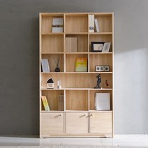 씨앤씨구스 원목책장 트리진 엘핀 미송원목 1200 6단 책장 도어형, 내추럴