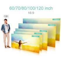 롤러블스크린 전동 대형 가정용 휴대용607080100 인치 프로젝터 스크린 접이식 벽걸이 HD 16:9 홈 시어터, 02 84 인치