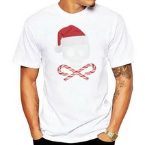 크리스마스 해골과 십자가 사탕 지팡이 산타 블랙 소프트 주니어 티셔츠 탑 레트로 O 넥 티셔츠, Men white_L