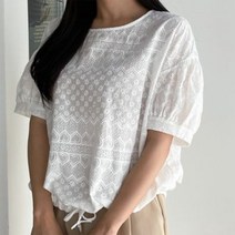 브이와이 VY 여자 하트 플라워패턴 레이스 블라우스