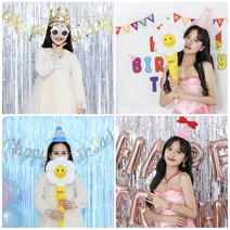 [피앤비유니티] 생일고깔모자 포토존세트 5종 모음, 현수막 베일고깔모자세트-핑크