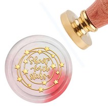 CRASPIRE Star Wax 씰 스탬프 Reach for The Stars 빈티지 씰링 왁스 스탬프 단어 30mm 3cm(1.2인치) 탈착식 황동 헤드 씰링 스탬프 나무 손잡, Shoot for the Stars