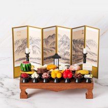 미니어처 효도 제사상 병풍포함 납골당 꾸미기 핸드메이드 효도 제사상 주류 추가, 2인상산수화, 맥주추가