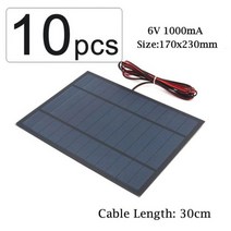 태양열설치 태양광패널 10 개몫 6V 태양 전지 패널 와이어 미니 시스템 DIY 배터리 휴대 전화 충전기에 대 한 06W 1W 11W 2W 3W 35W 45W, 6V 750mA