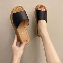 Baixing 여름 웨지힐 통굽 슬리퍼 심플
