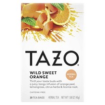 타조 와일드 스위트 오렌지 티 백 TAZO Wild Sweet Orange 20개 6팩, 1개