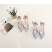 여성슬링백 뱀피 굽8.5cm 하이힐