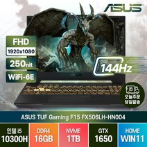 ASUS TUF Gaming F15 FX506LH-HN004 GTX1650 윈도우11 주식 배그 롤 영상편집 고사양 고성능 게이밍 가성비 노트북, FX506LH, WIN11 Home, 16GB, 1TB, 코어i5, 본파이어 블랙