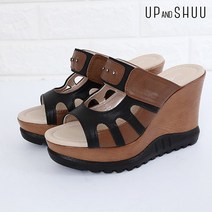 업앤슈 고스틴 사계절진행 여자 키높이 통굽 슬리퍼 웨지 힐 10cm