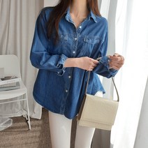 스티치 포켓 데님 셔츠 루즈핏 중청 진청 생지 청남방 2color