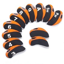 SummerHouse 12피스 방수 골프 아이언 헤드 커버 3-9 A S P Lw 오버사이즈 소프트 Pu 핏 테일러메이드 M1 캘러웨이 타이틀리스트 AP2 핑 PING G 코브라, Neoprene-Orange