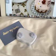 크림 옐로우 귀여운 소녀 콘택트 렌즈 상자 블로거 더블 스토리지 박스 심플 고급 컬러, 푸른 구름