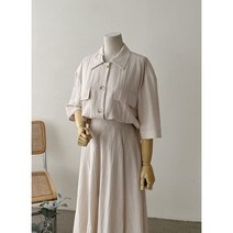 폴리 슬라브 카라넥 여름 반팔 세미캐주얼 여성 셔츠자켓