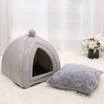 Q1012601 반려동물 쿠션 꼬깔 하우스 강아지 고양이 쉼터 침대, 라이트그레이