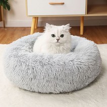 더나나 강아지 고양이 도넛방석 폭신한 두툼한 겨울방석, 그레이